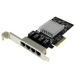 StarTech.com Scheda di rete PCIe Gigabit Power over Ethernet a 4 porte - Adattatore PCI express - Intel I350 NIC - Adattatore di rete - PCIe x4 profilo basso - GigE - 1000Base-T - nero - per P/N: BNDTB10GI, BNDTB210GSFP, BNDTB310GNDP, BNDTB410GSFP, BNDTB4