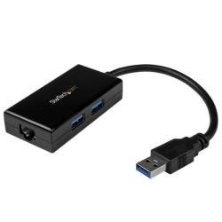 StarTech.com Hub USB 3.0 a due porte con Ethernet - Adattatore di rete RJ45 Gigabit Ethernet per Windows / Mac / Chrome (USB31000S2H) - Adattatore di rete - USB 3.0 - Gigabit Ethernet x 1 - nero
