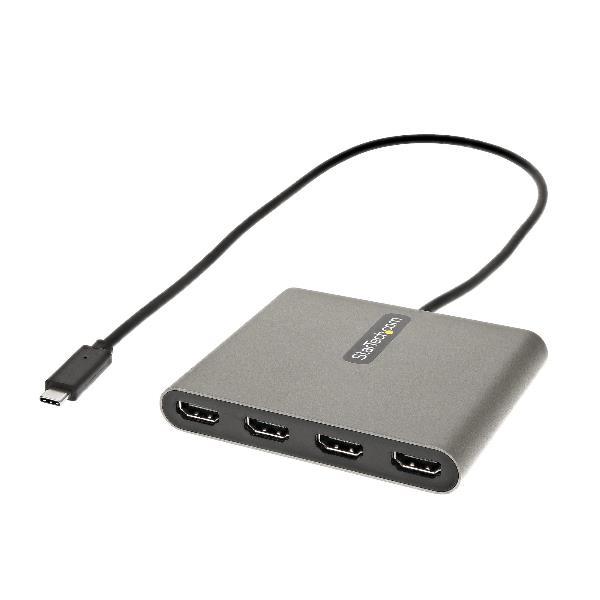 StarTech.com Adattatore USB C a HDMI 1080p 60 Hz a 4 porte - Convertitore USB Tipo C a HDMI - Multi Monitor Dongle Adapter - Adattatore multiporta/Replicatore di porte USB Type C a 4x HDMI (USBC2HD4) - Cavo adattatore - 24 pin USB-C maschio a HDMI femmina