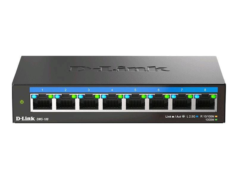 D-Link DMS 108 - Switch - unmanaged - 8 x 10/100/1000/2.5G - desktop, montaggio a parete