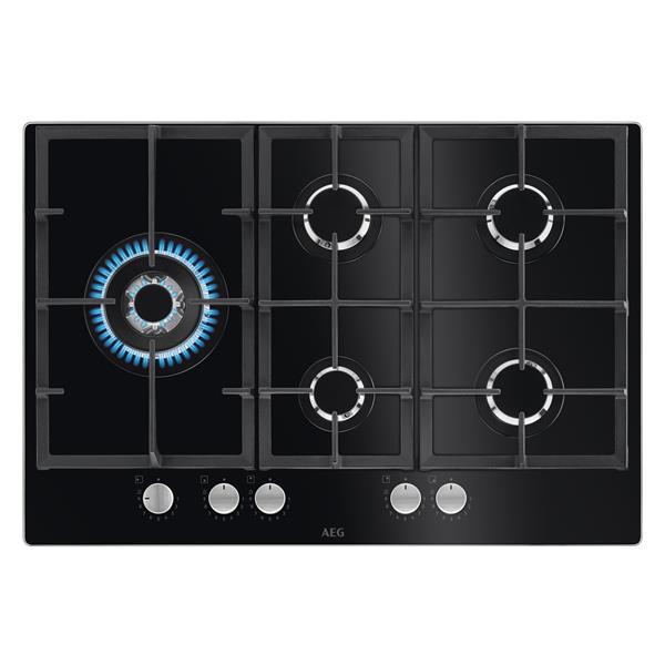 AEG 6000 Series MultiBridge HKB75820NB - Piano cottura a gas - 5 piastre - Nicchia - larghezza: 56 cm - prof. 48 cm - nero