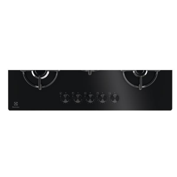 Electrolux Serie 600 EGG75372K - Piano cottura a gas - 5 piastre - Nicchia - larghezza: 56 cm - prof. 48 cm - nero