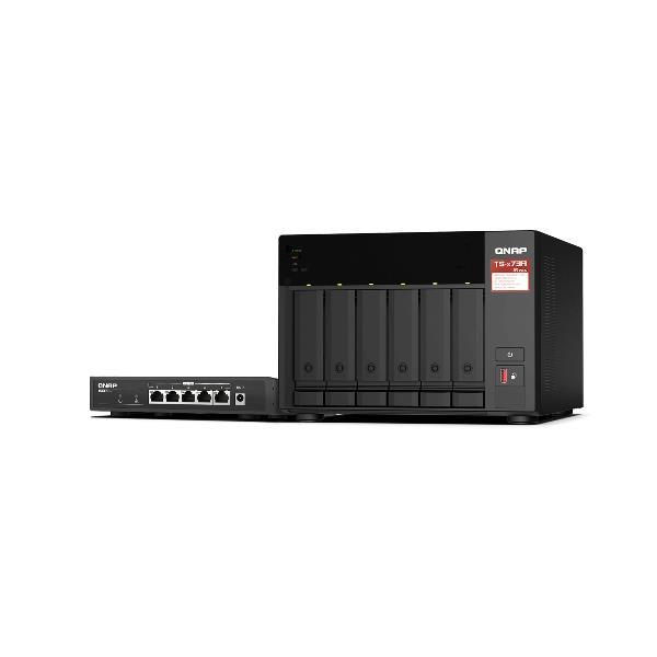 QNAP TS-673A - Server NAS - 6 alloggiamenti - SATA 6Gb/s - RAID RAID 0, 1, 5, 6, 10, 50, JBOD, 60 - RAM 8 GB - 2.5 Gigabit Ethernet - iSCSI supporto - con QSW-1105-5T switch