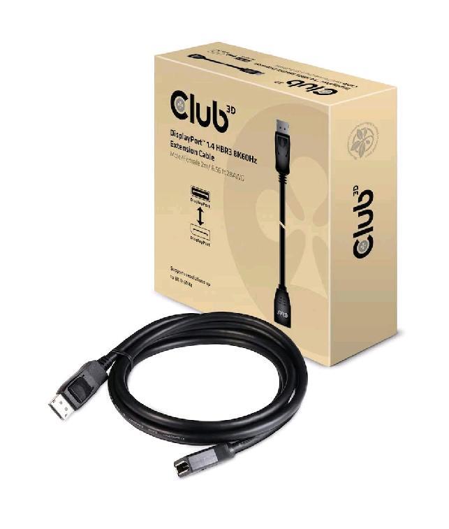 CLUB3D CAVO DI PROLUNGA DISPLAYPORT 1.4 M/F HBR3 8K 60 Hz 2MT BLACK