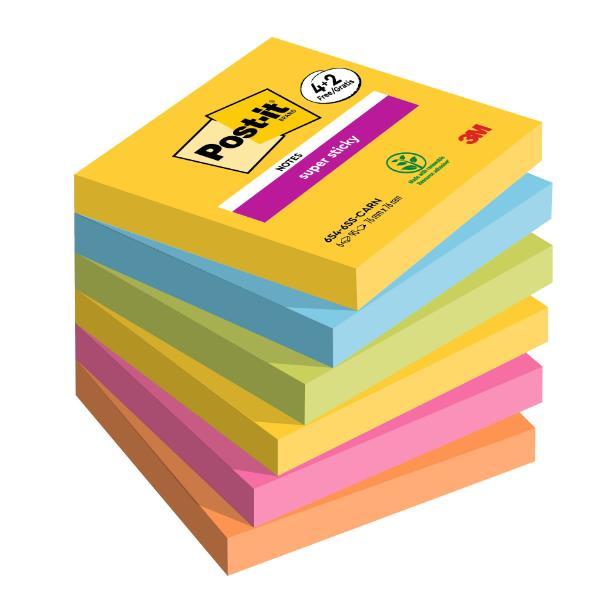 Blocco foglietti Post-it Super Sticky Carnival - 76 x 76 mm - 90 fogli - Post-it - conf. 6 blocchi