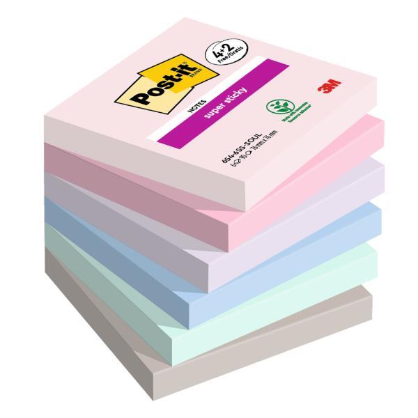 Blocco foglietti Post-it Super Sticky Soulful - 76 x 76 mm - 90 fogli - Post-it - conf. 6 blocchi