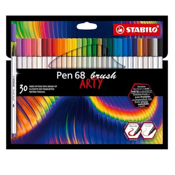 Pennarello Pen 68 Brush Arty Line 568/30 - colori assortiti - Stabilo - astuccio 30 pezzi