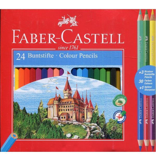 Matita colorata eco Il Castello+3 bicolor - diametro mina 3,00 mm - colori assortiti - Faber-Castell - astuccio 24 pezzi