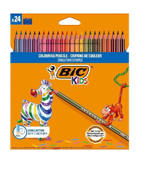 Matita colorata Evolution Stripes - colori assortiti - Bic - conf. 24 pezzi