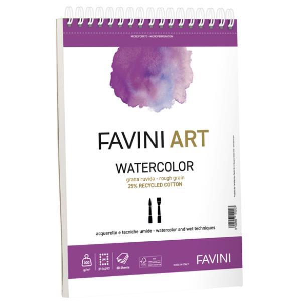 Album spiralato Watercolor - 23 x 29,7 cm - 300 gr - 20 fogli - Favini Art