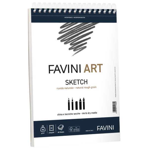 Album spiralato Sketch - 23 x 29,7 cm - 90 gr - 40 fogli - Favini Art