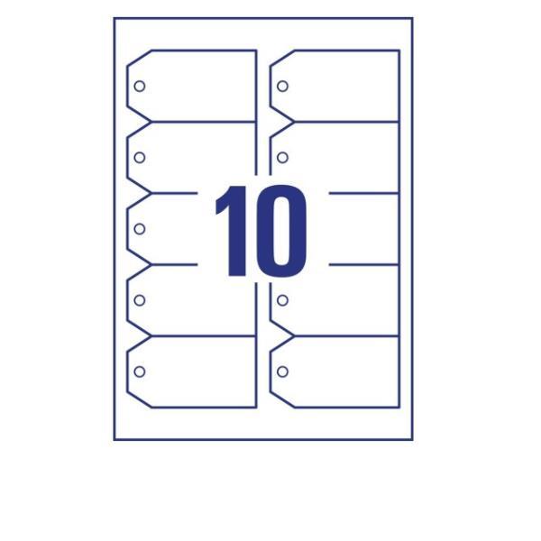 Cartellino stampabile - in cartoncino - con bordi tagliati lisci - laser - 90 x 50 mm - 10 cart/fg - 10 fogli - bianco - Avery