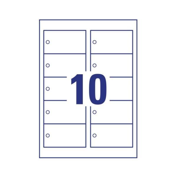 Cartellino stampabile resistente - plastica 190 µ - laser - 90 x 50 mm - 10 cart/fg - 10 fogli - bianco - Avery
