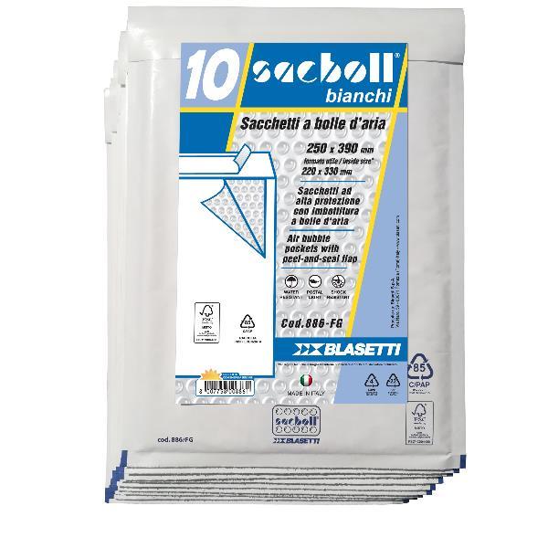 Busta imbottita Sacboll - FG (25 x 39 cm) - carta - bianco - Blasetti - conf. 10 pezzi