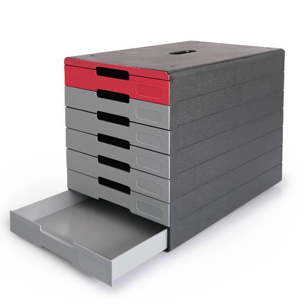 Cassettiera Idealbox Pro 7 - 7 cassetti - 36,5 x 32,2 x 25 cm - rosso - Durable