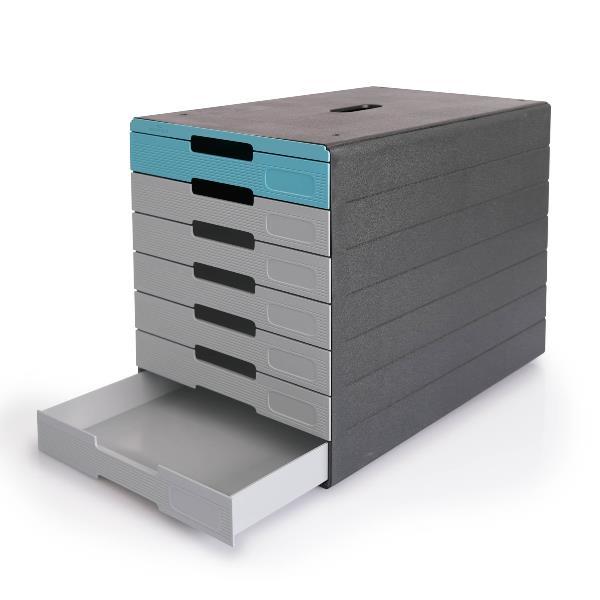 Cassettiera Idealbox Pro 7 - 7 cassetti - 36,5 x 32,2 x 25 cm - azzurro - Durable