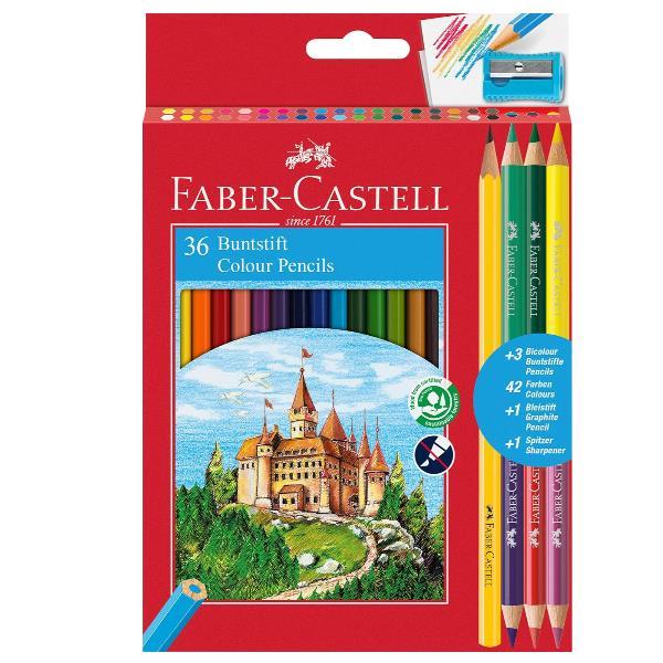 Matita colorata eco Il Castello + 3 bicolor + 1 grafite - colori assortiti - Faber-Castell - astuccio 36 pezzi