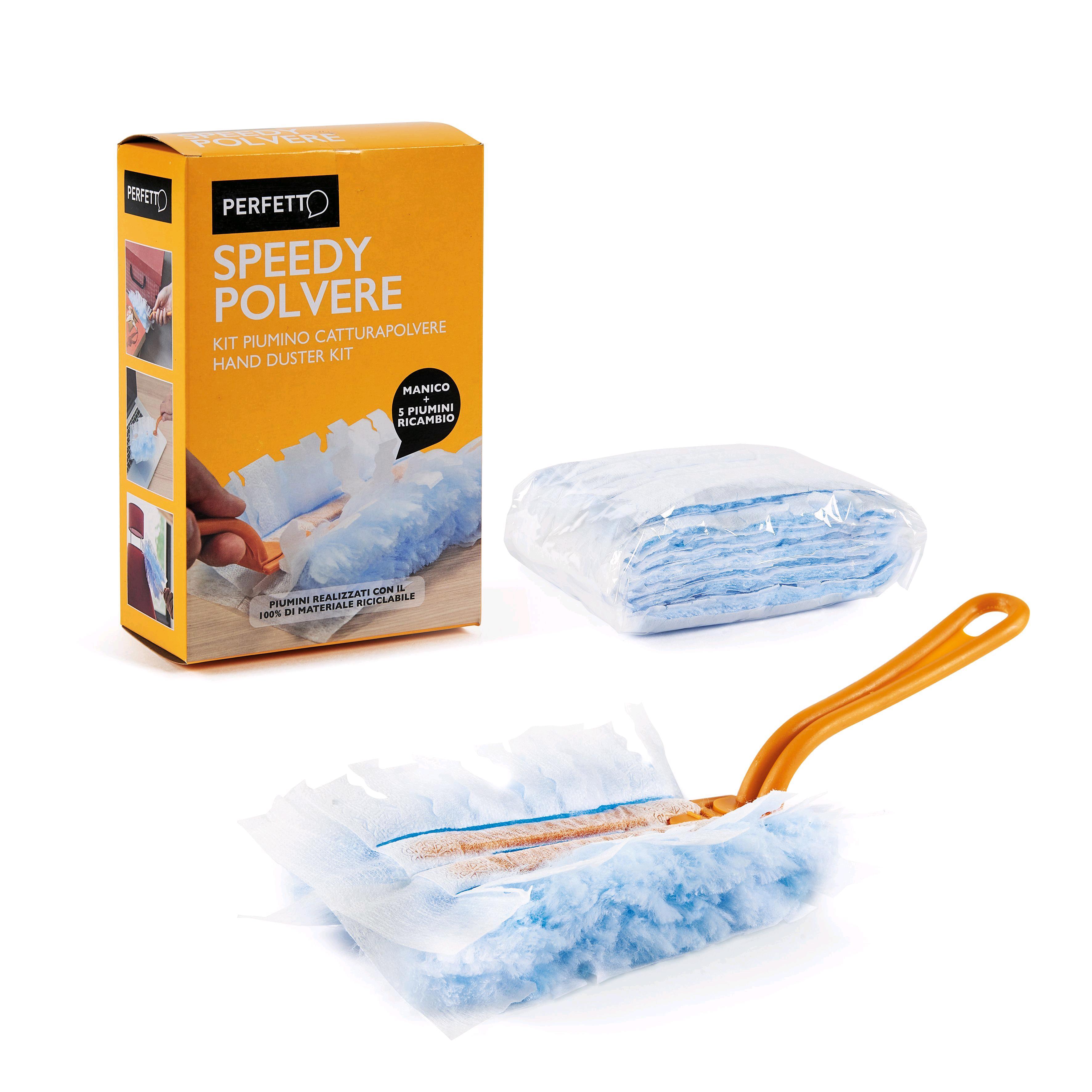 PERFETTO PIUMINO SPEEDY POLVERE CON MANICO E 5 RICAMBI