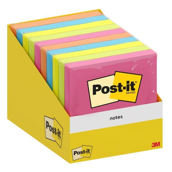 Blocco foglietti Post-it  - 76 x 76 mm - colori assortiti - 100 fogli - Post-it - conf. 10 blocchi