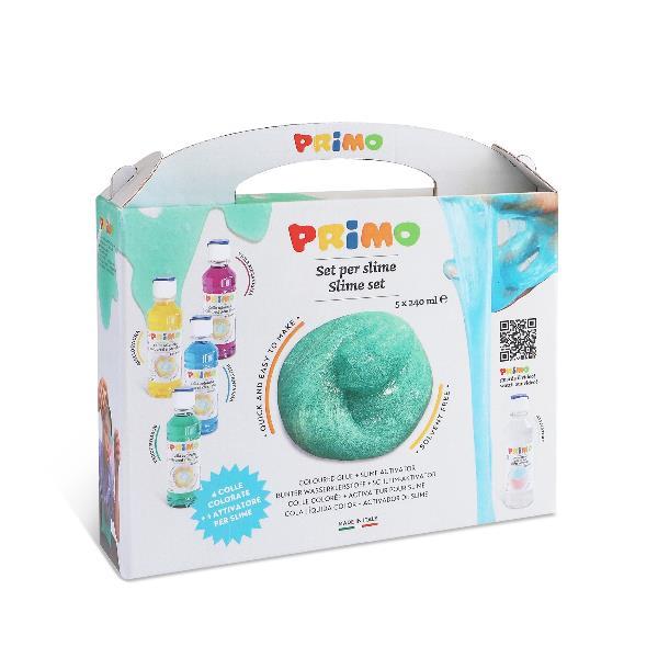 PRIMO KIT COLLA SLIME 4 COLLE COLORATE 1 ATTIVATORE COLORI ASSORTITI