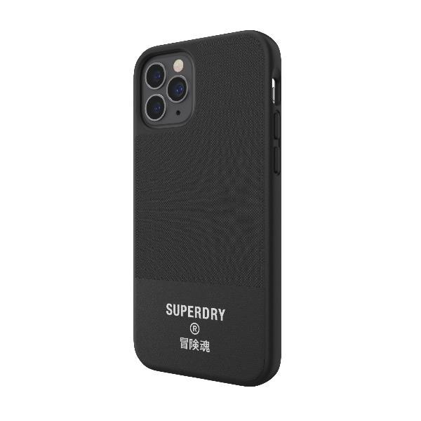 SUPERDRY APPLE iPHONE 12/12 PRO COVER IN TPU INTARSIATA IN TELA ANTI URTO CON LOGO SUPEDRY STAMPATO NERO