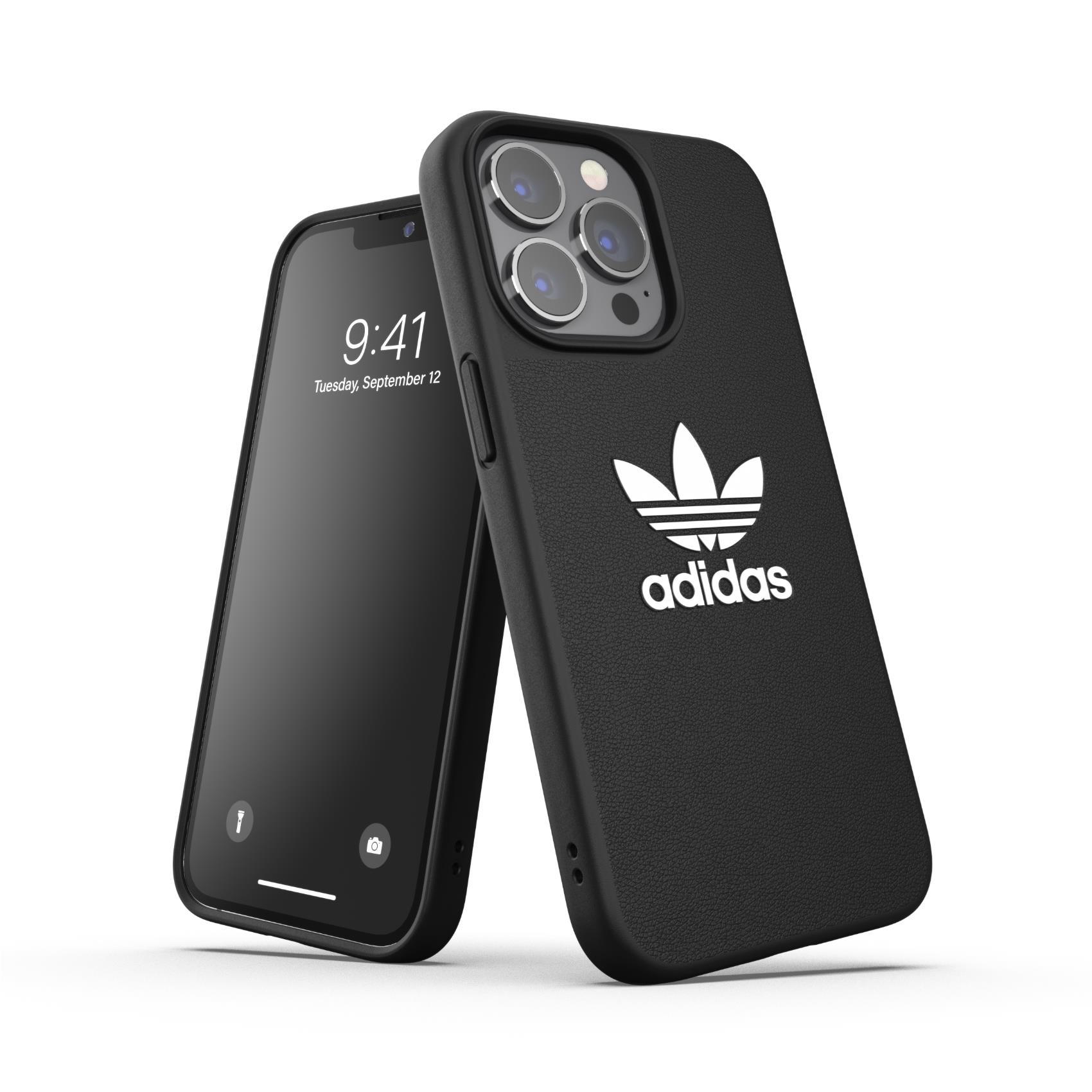 ADIDAS APPLE iPHONE 13/ 13 PRO ADICOLOR CUSTODIA IN TPU E POLIURETANO NERO CON LOGO BIANCO
