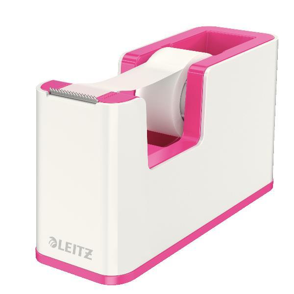 Leitz WOW - Dispenser con nastro ufficio - scrivania - nastro bianco, erogatore rosa metallizzato