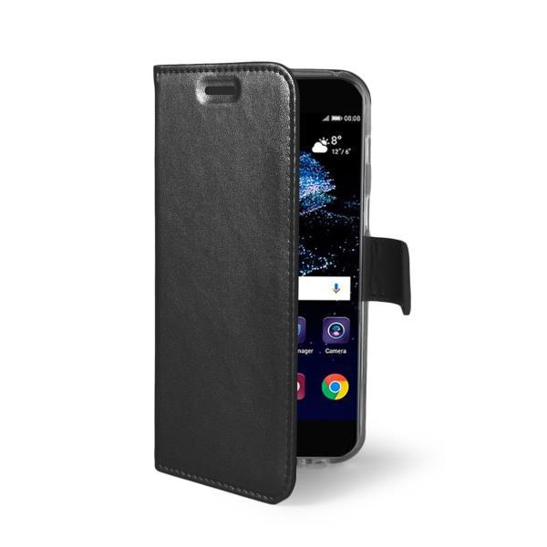 Celly Air AIR644BK - Flip cover per cellulare - fibra di vetro, TPU (poliuretano termoplastico) - nero, trasparente - per Huawei P10