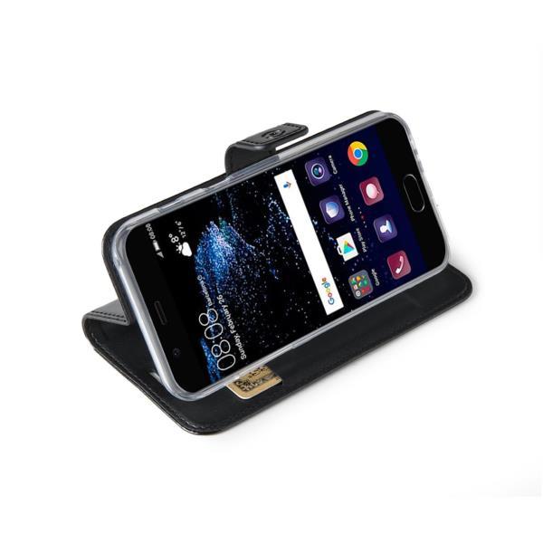 Celly Air - Flip cover per cellulare - fibra di vetro, TPU (poliuretano termoplastico) - nero - per Huawei P10 Plus