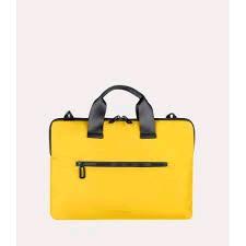 TUCANO GOMMO BORSA SUPERSLIM PER NOTEBOOK DA 14" E MACBOOK AIR 15" IN MATERIALE GOMMATO IMPERMEABILE TASCA ESTERNA CON TRACOLLA GIALLO