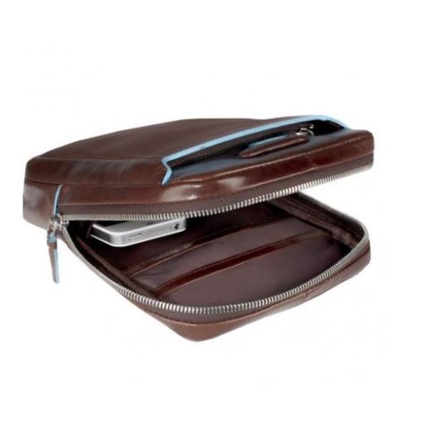 Piquadro Blue Square - Borsa a tracolla per tablet - poliestere, pelle di vitello - nero