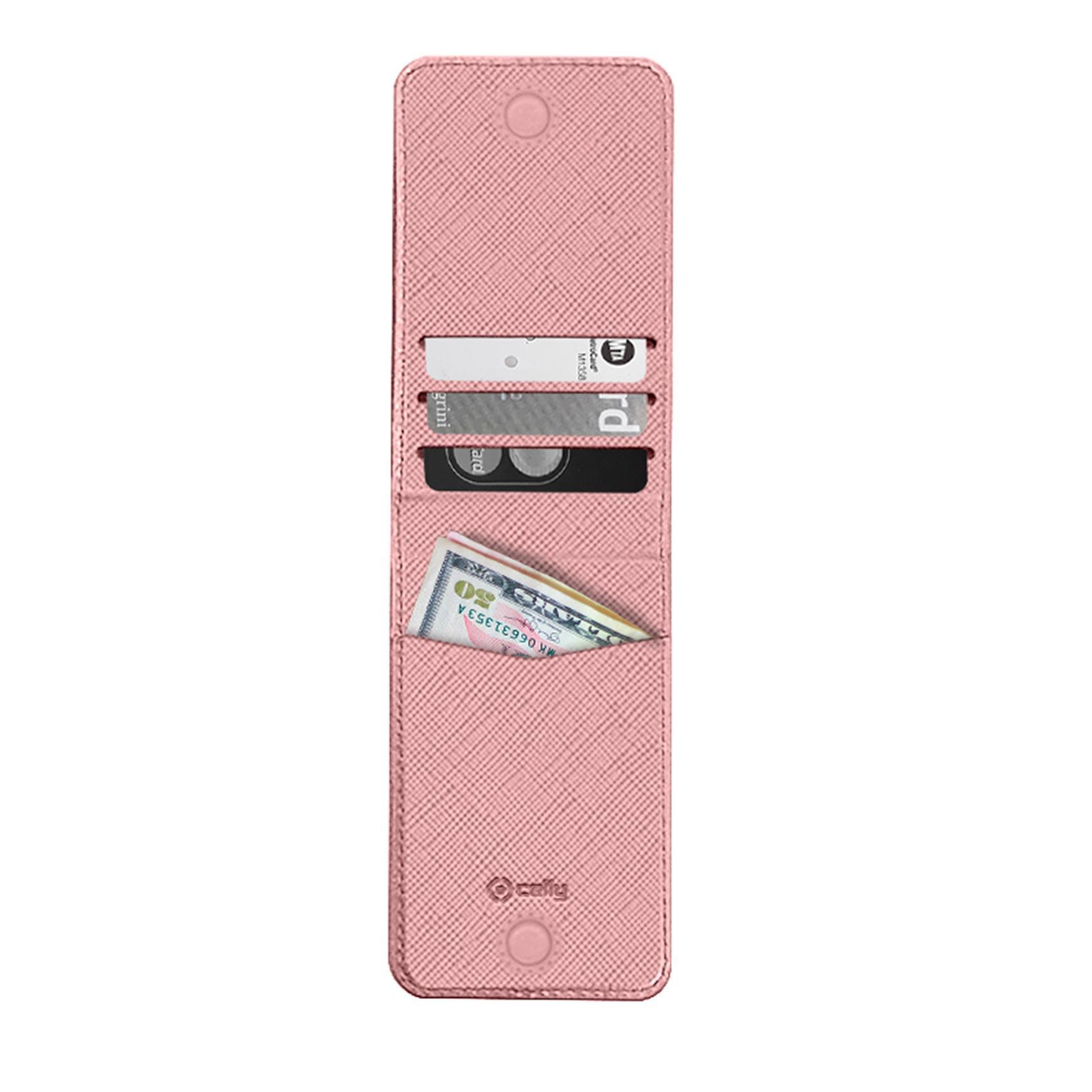 CELLY VENERE CARD PORTA TESSERE MAGNETICO IN SIMILPELLE FINITURA SAFFIANO ROSA
