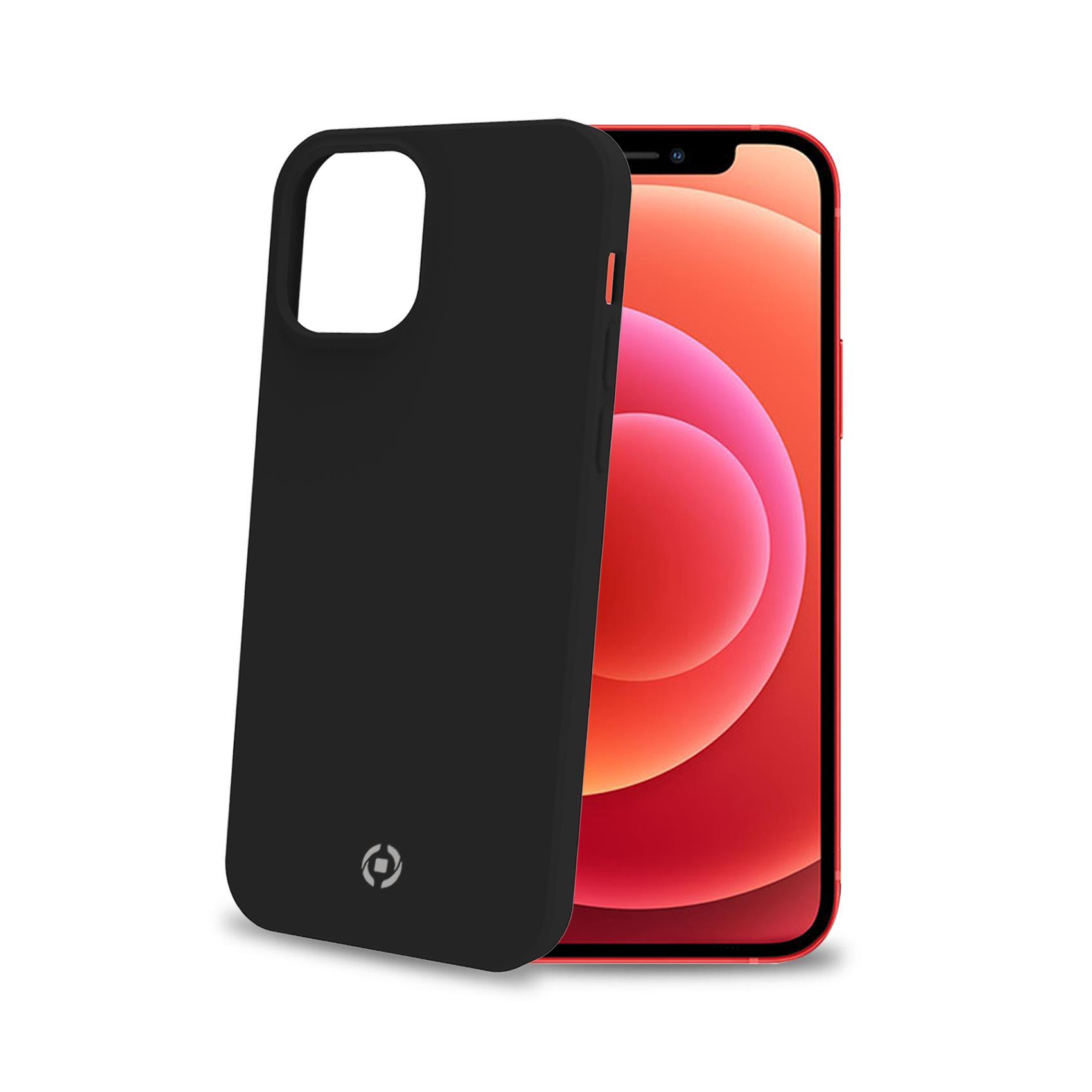 Celly Cromo - Cover per cellulare - TPU (poliuretano termoplastico), rivestimento in silicone - nero - per Apple iPhone 12 Pro Max