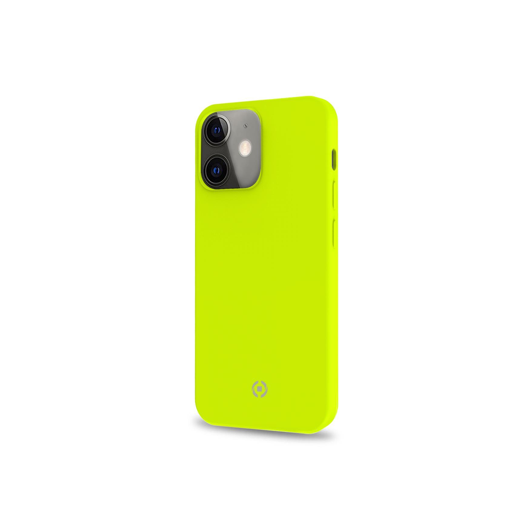 Celly Cromo - Cover per cellulare - TPU (poliuretano termoplastico), rivestimento in silicone - giallo - per Apple iPhone 13 mini