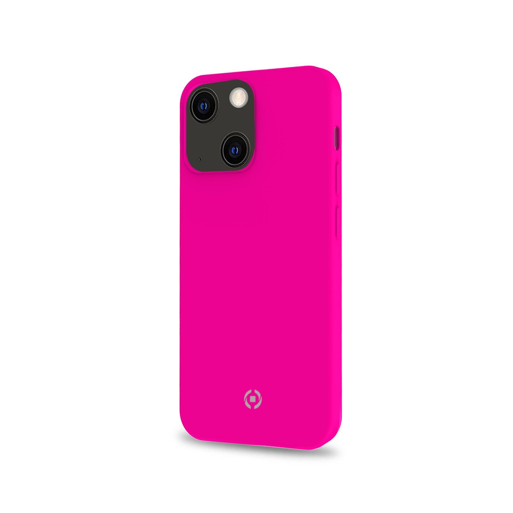 Celly Cromo - Cover per cellulare - TPU (poliuretano termoplastico), rivestimento in silicone - rosa - per Apple iPhone 13