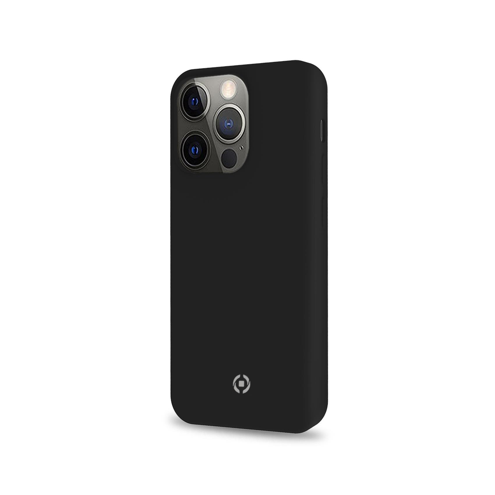Celly Cromo - Cover per cellulare - TPU (poliuretano termoplastico), rivestimento in silicone - nero - per Apple iPhone 13 Pro