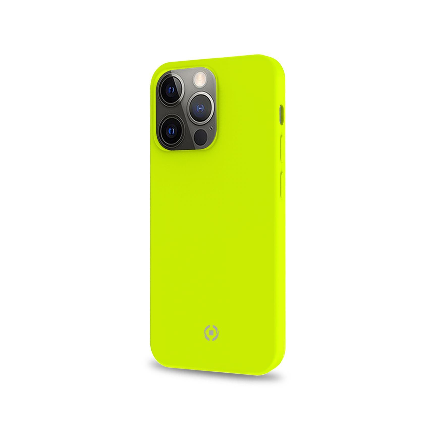 Celly Cromo - Cover per cellulare - TPU (poliuretano termoplastico), rivestimento in silicone - giallo - per Apple iPhone 13 Pro