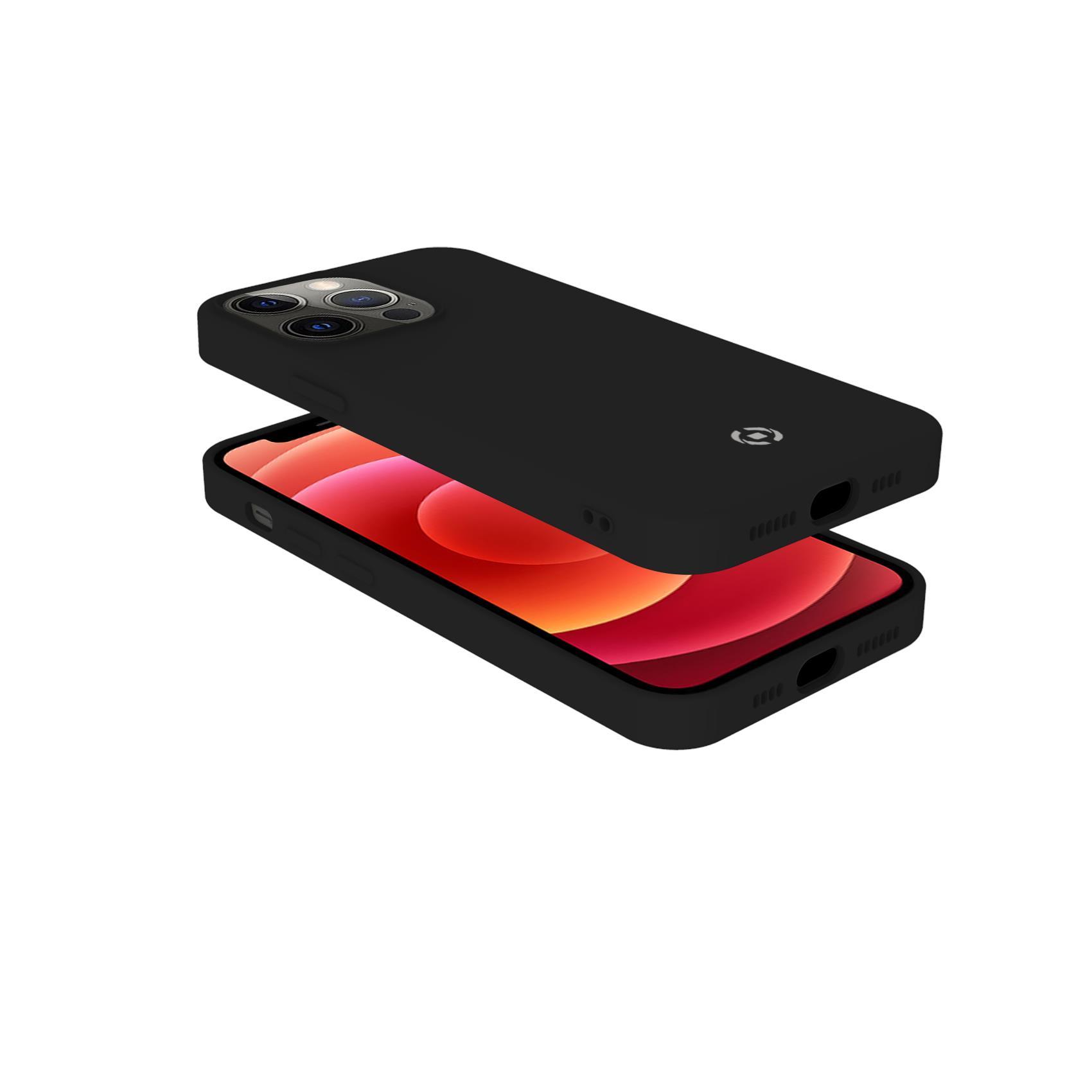 Celly Cromo - Cover per cellulare - TPU (poliuretano termoplastico), rivestimento in silicone - nero - per Apple iPhone 13 Pro Max