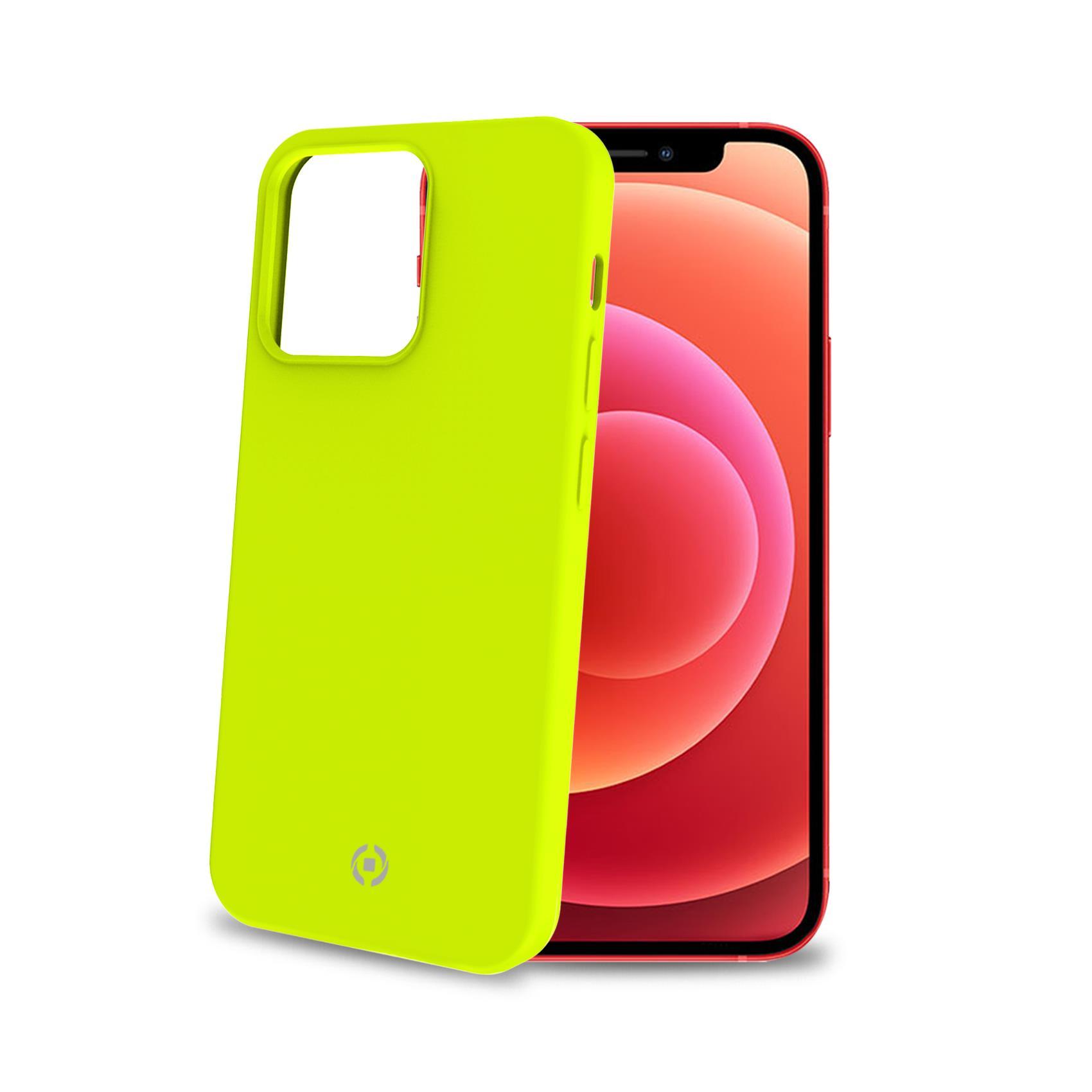 Celly Cromo - Cover per cellulare - TPU (poliuretano termoplastico), rivestimento in silicone - giallo - per Apple iPhone 13 Pro Max