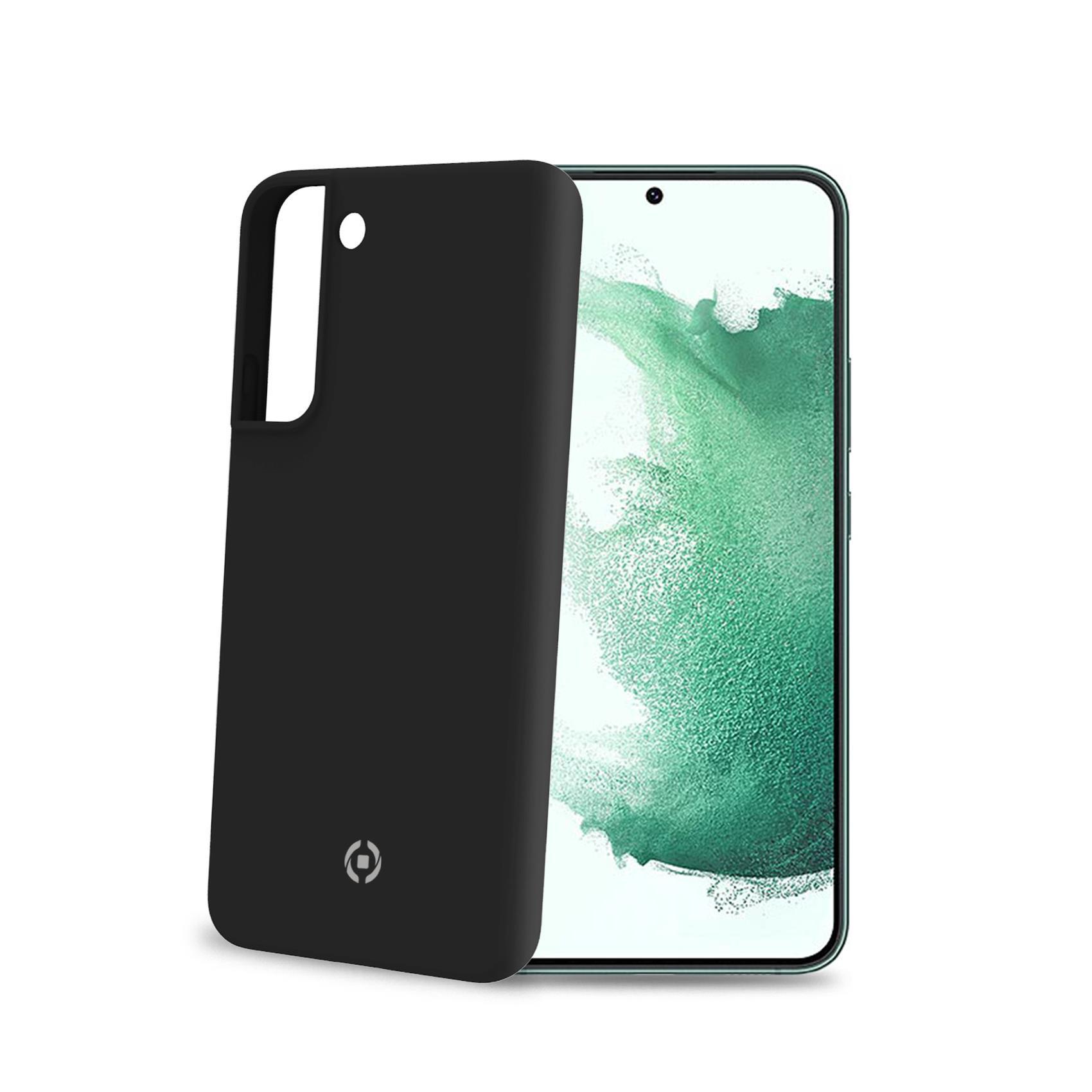 Celly Cromo - Cover per cellulare - poliuretano termoplastico (TPU) rivestito di silicone - nero - per Samsung Galaxy S22