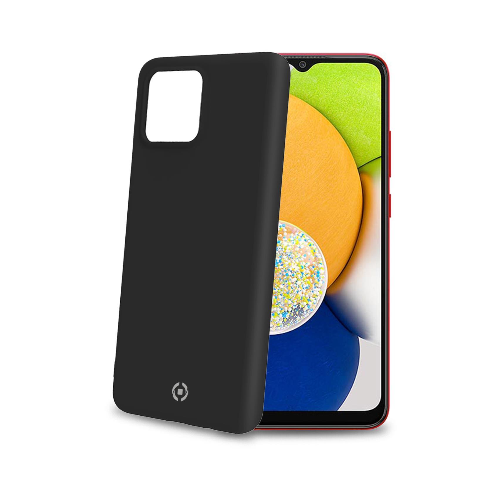 Celly Cromo - Cover per cellulare - poliuretano termoplastico (TPU) rivestito di silicone - nero - per Samsung Galaxy A03, A03 Core, A03s