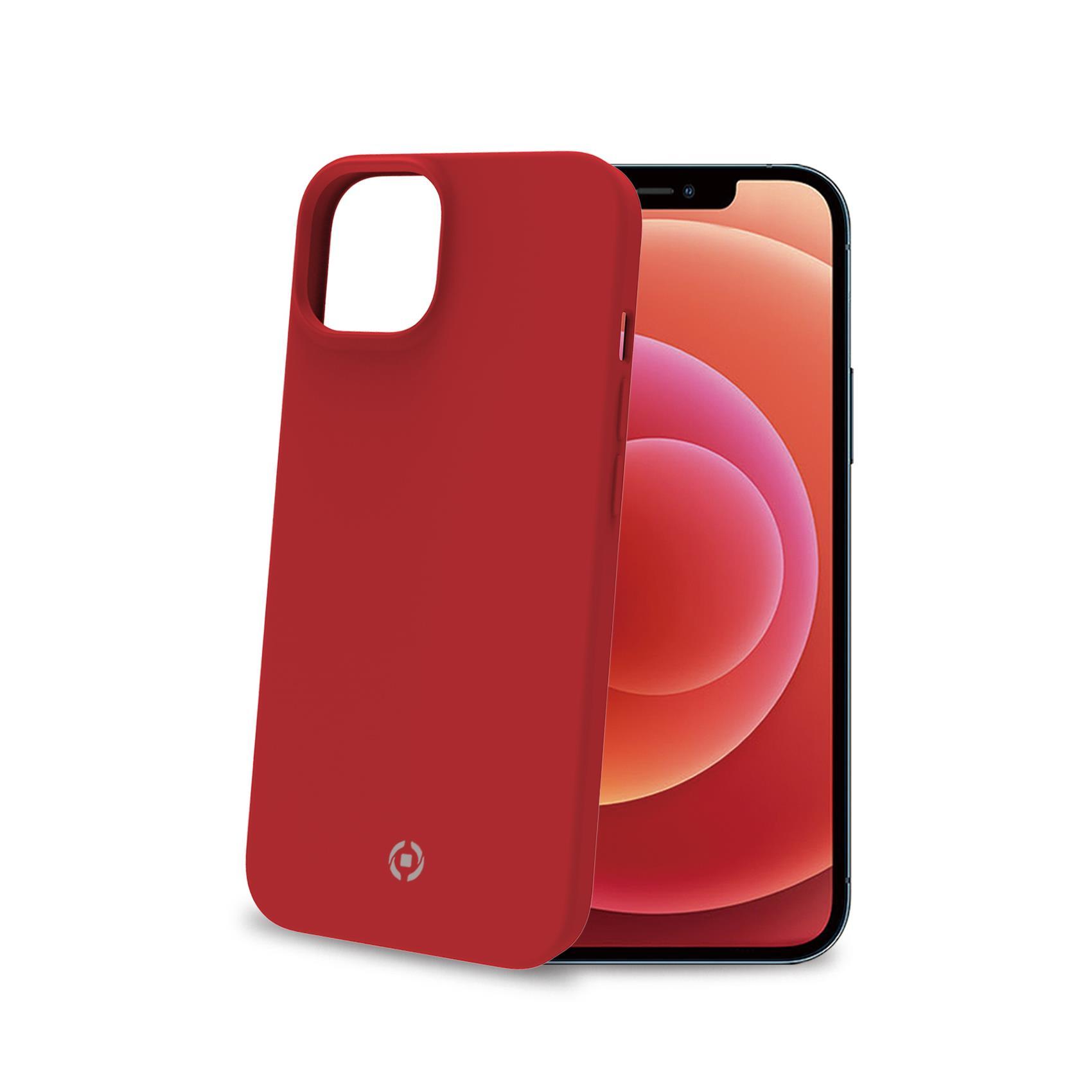Celly Cromo - Cover per cellulare - TPU (poliuretano termoplastico), rivestimento in silicone - rosso - per Apple iPhone 14
