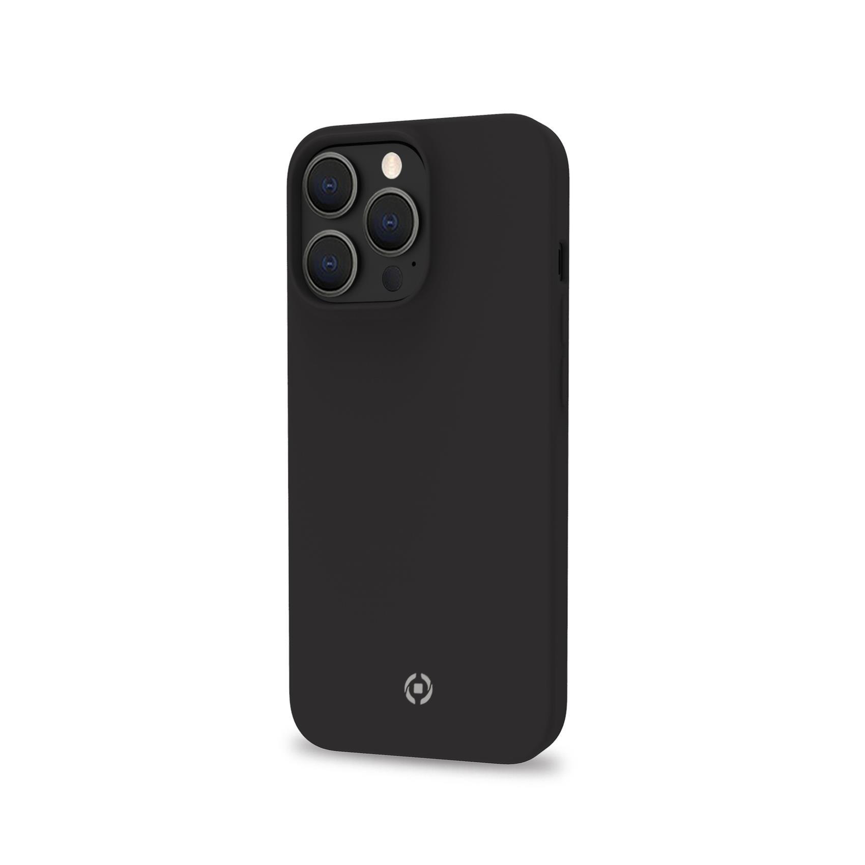 Celly Cromo - Cover per cellulare - TPU (poliuretano termoplastico), rivestimento in silicone - nero - per Apple iPhone 14 Pro