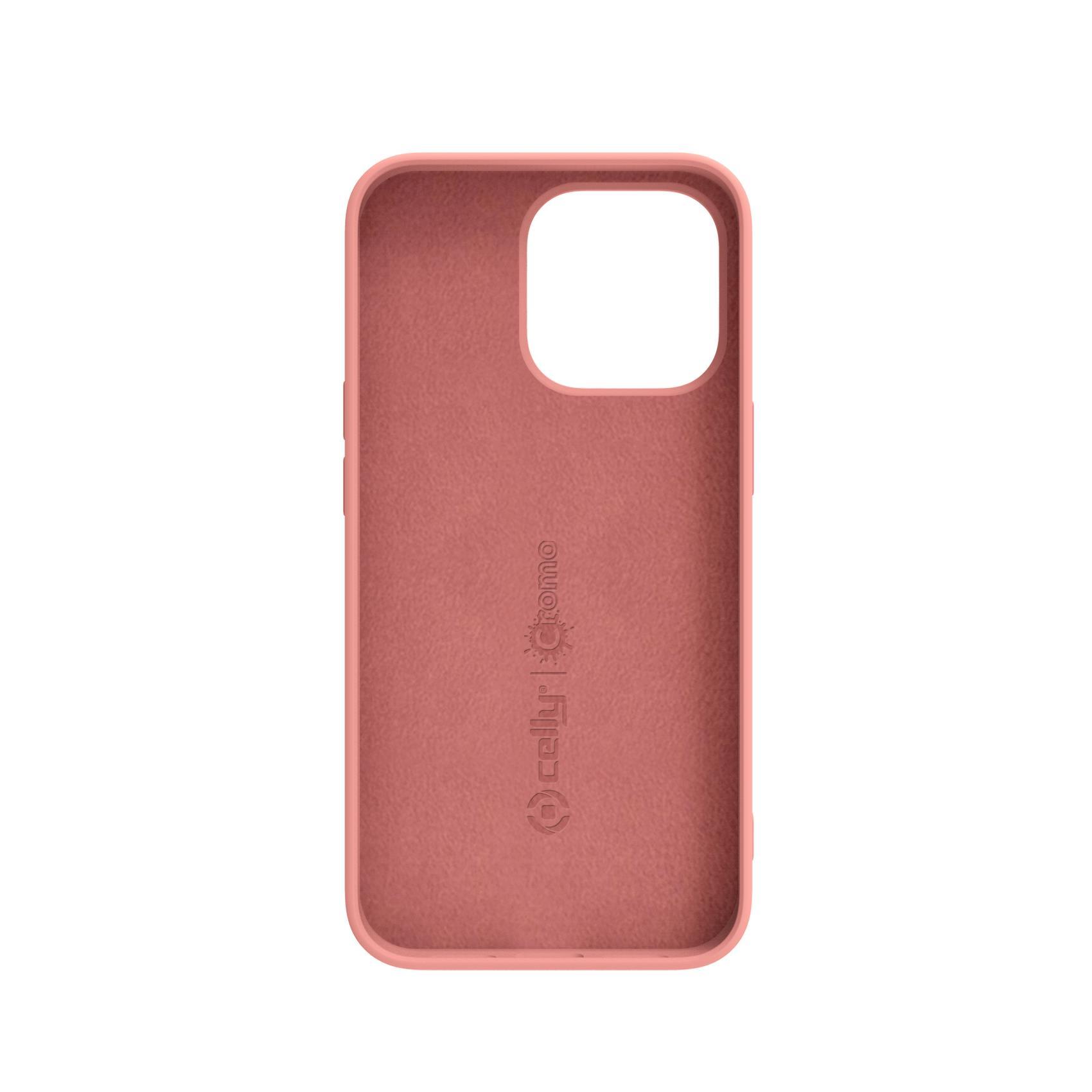 Celly Cromo - Cover per cellulare - poliuretano termoplastico (TPU) rivestito di silicone - rosa blush - per Apple iPhone 14 Pro