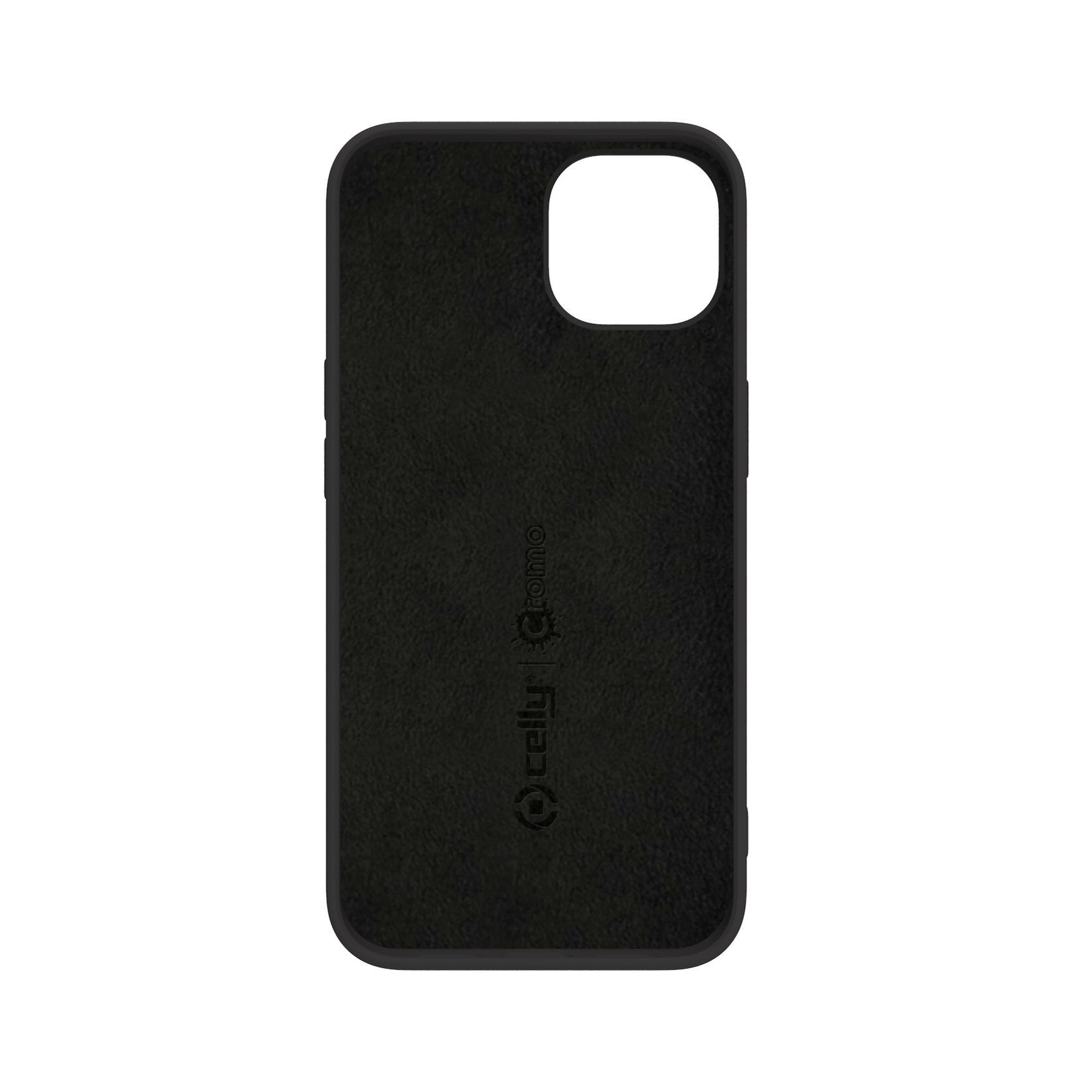 Celly Cromo - Cover per cellulare - TPU (poliuretano termoplastico), rivestimento in silicone - nero - per Apple iPhone 14 Plus