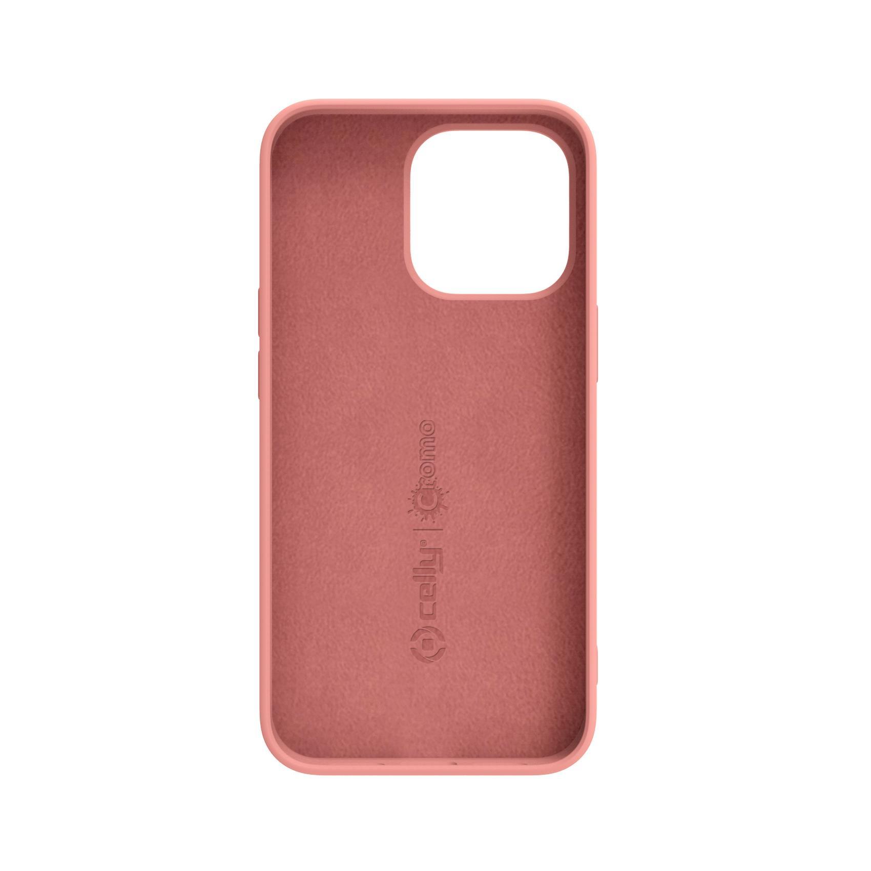 Celly Cromo - Cover per cellulare - TPU (poliuretano termoplastico), rivestimento in silicone - rosa blush - per Apple iPhone 14 Pro Max
