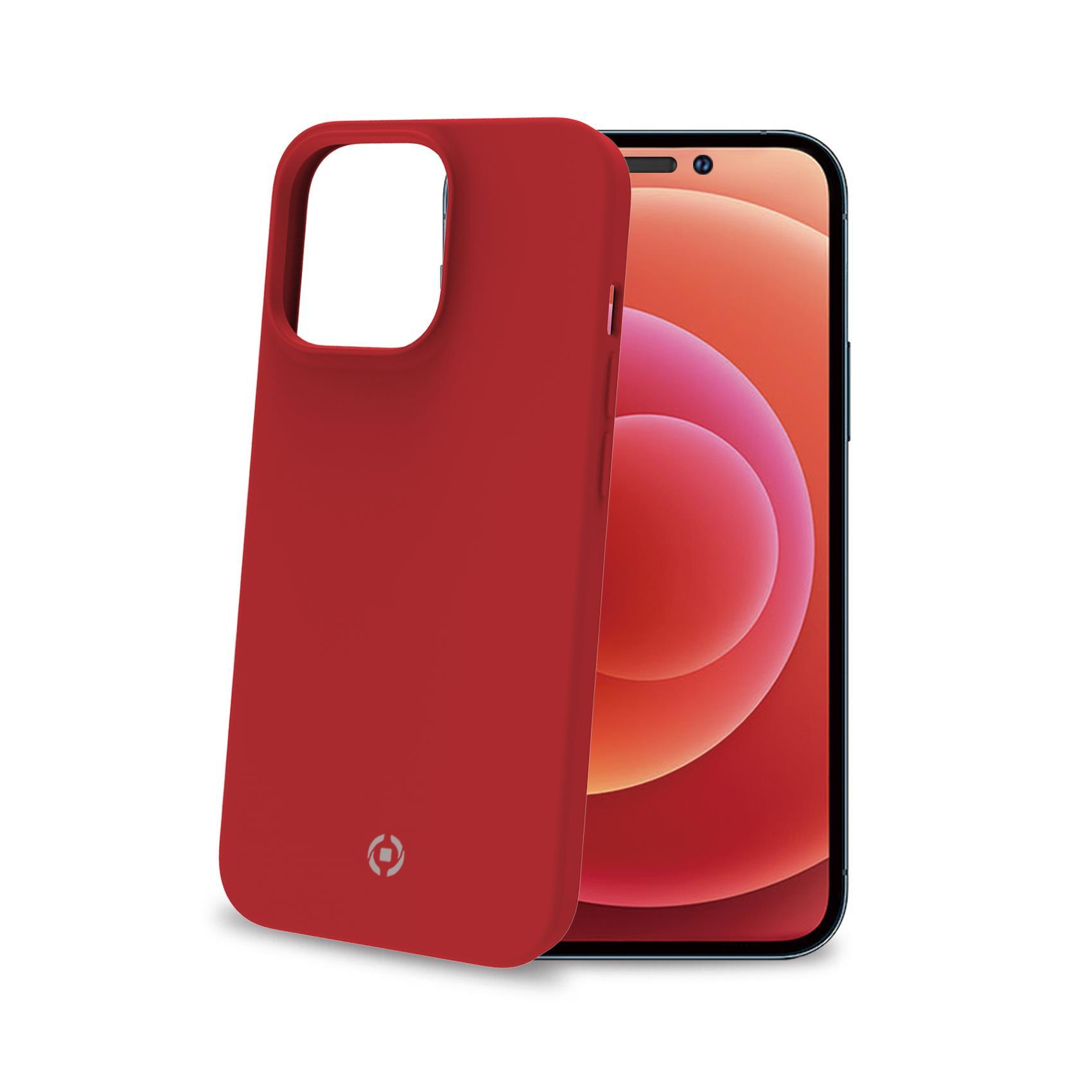 Celly Cromo - Cover per cellulare - TPU (poliuretano termoplastico), rivestimento in silicone - rosso - per Apple iPhone 14 Pro Max