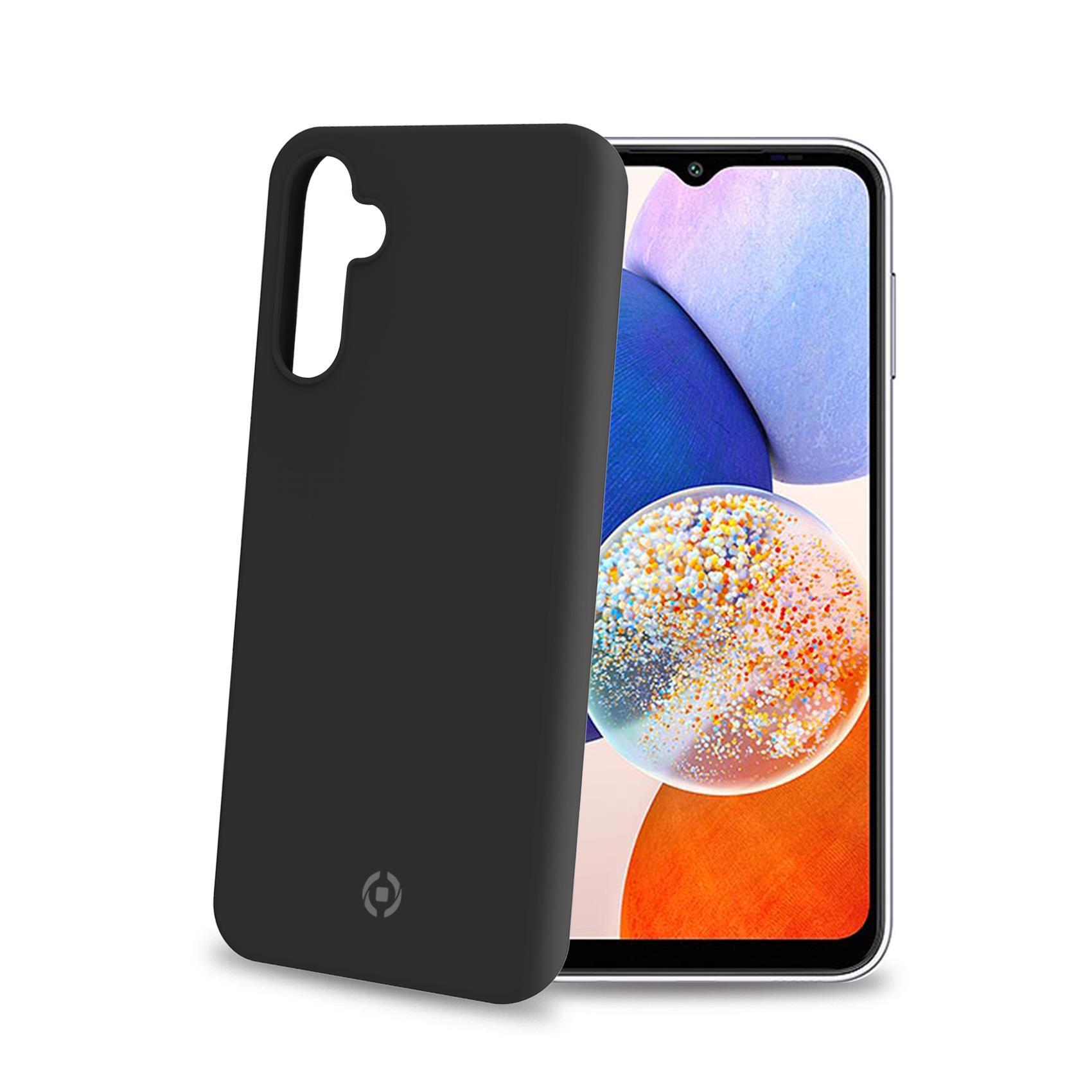 Celly Cromo - Cover per cellulare - TPU (poliuretano termoplastico), rivestimento in silicone - nero - per Samsung Galaxy A14 5G