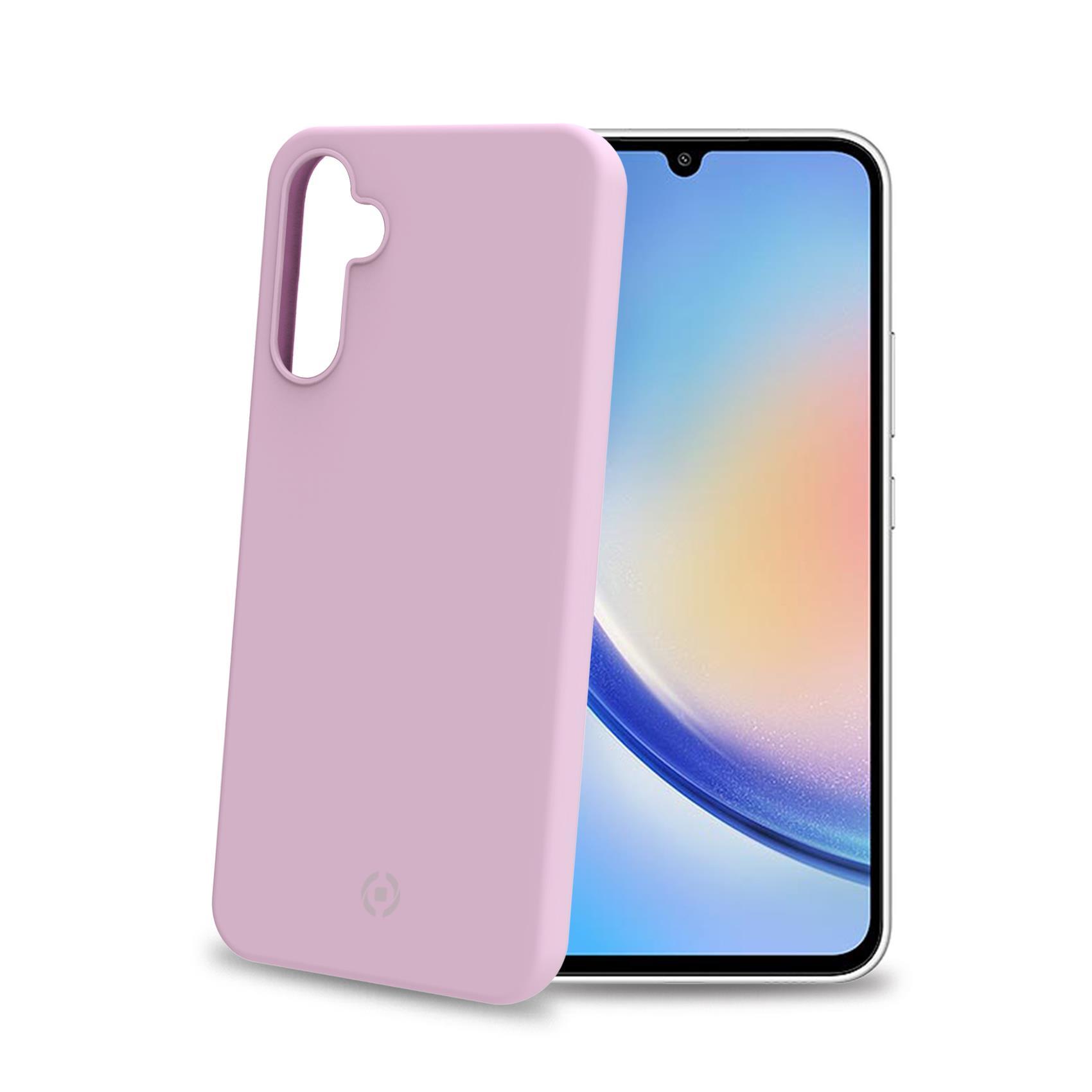 Celly Cromo - Cover per cellulare - TPU (poliuretano termoplastico), rivestimento in silicone - rosa - per Samsung Galaxy A34 5G