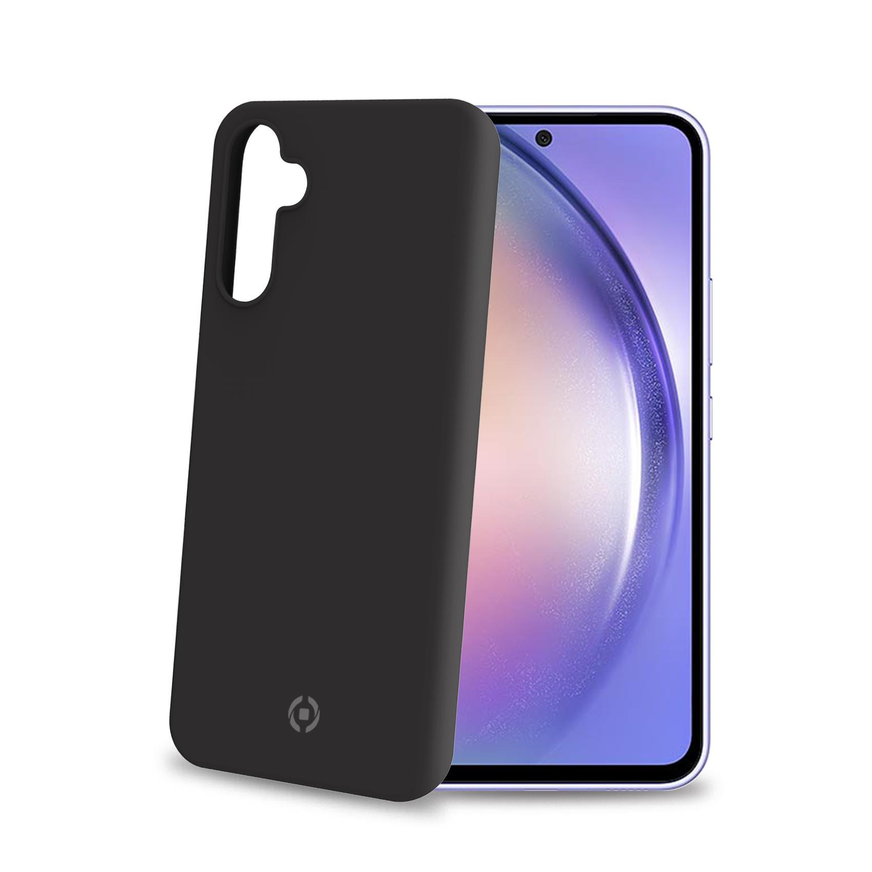 Celly Cromo - Cover per cellulare - TPU (poliuretano termoplastico), rivestimento in silicone - nero - per Samsung Galaxy A54 5G